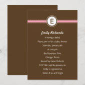 Invitation au Baby shower de ruban satiné - en ros (Devant / Derrière)