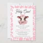 Invitation au Baby shower de Saint-Vache-Rose Boho (Devant)