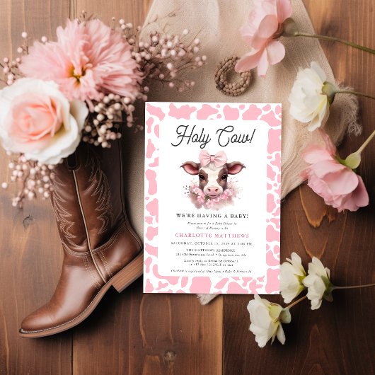 Invitation au Baby shower de Saint-Vache-Rose Boho