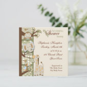 Invitation au Baby shower de singe (Debout devant)