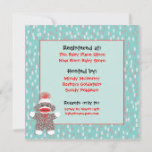 Invitation au Baby shower de singe de Baby Sock (Dos)