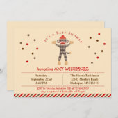 Invitation au Baby shower de singe de soie (Devant / Derrière)