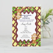 Invitation au Baby shower de singe en mouvement -  (Debout devant)
