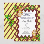 Invitation au Baby shower de singe en mouvement -  (Devant / Derrière)