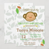 Invitation au Baby shower de singe révélateur de g (Devant / Derrière)
