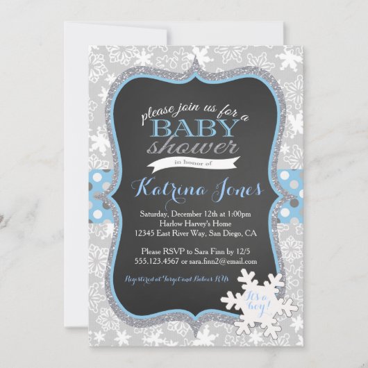 Invitation au baby shower de Snowflake Winter Wond (Devant)