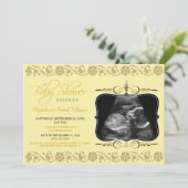 Invitation au Baby shower de sonogrammes (jaune) (Debout devant)
