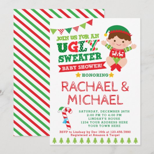 Invitation au Baby shower de sueur moche (Devant / Derrière)