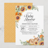 Invitation au Baby shower de Sunflower Woodland d' (Devant / Derrière)