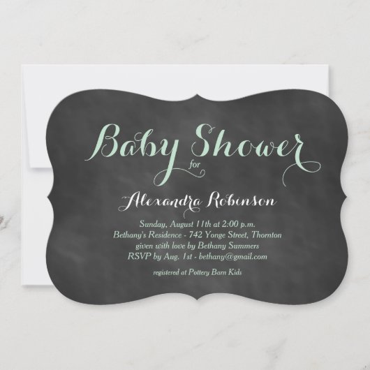 Invitation au Baby shower de tableau de bord vert (Devant)