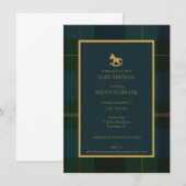 Invitation au Baby shower de Tartan Vert et Marine (Devant / Derrière)