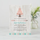 Invitation au Baby shower de Teepee de la tribu Bo (Debout devant)