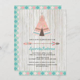 Invitation au Baby shower de Teepee de la tribu Bo