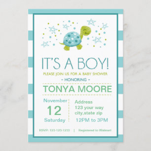 Invitation au Baby shower de tortue de Star Stripe