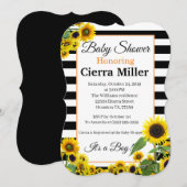 Invitation au Baby shower de tournesol (Devant / Derrière)
