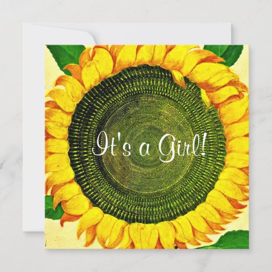 Invitation au Baby shower de tournesol (Devant)