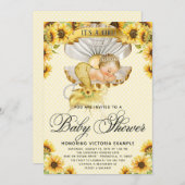 Invitation au Baby shower de tournesol de sirène (Devant / Derrière)