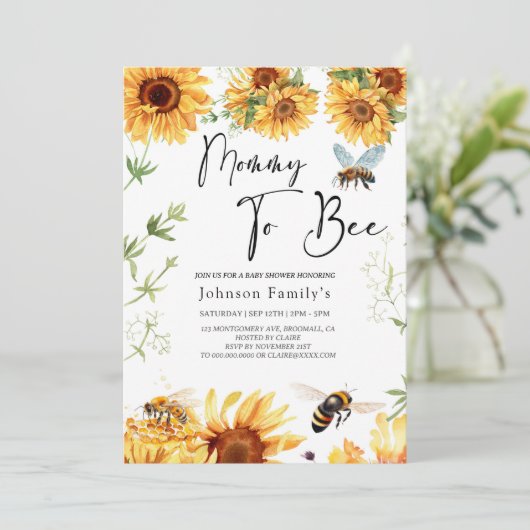 invitation au baby shower de tournesol elgante (Debout devant)