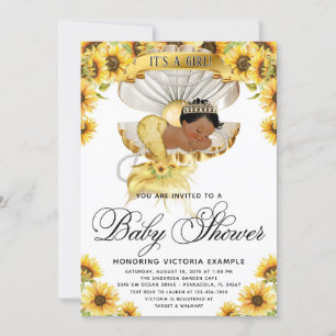 Invitation au Baby shower de tournesol pour filles