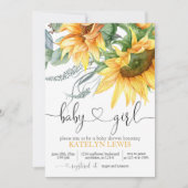 Invitation au Baby shower de tournesol pour une fi (Devant)
