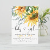Invitation au Baby shower de tournesol pour une fi (Debout devant)