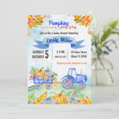 Invitation au Baby shower de tracteur Citrouille d (Debout devant)