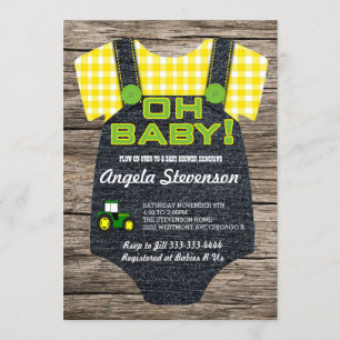 Invitation au Baby shower de tracteur de fermiers 