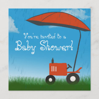Invitation au Baby shower de tracteur : Tracteur r
