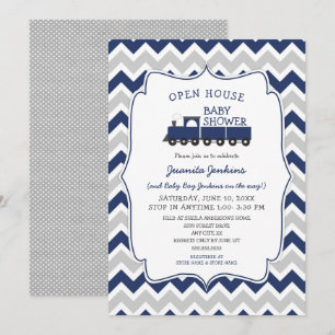 Invitation au Baby shower de train à portes ouvert