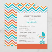 Invitation au Baby shower de transport Chevron| Ga (Devant / Derrière)