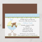 Invitation au Baby shower de transport d'ours pour (Devant / Derrière)