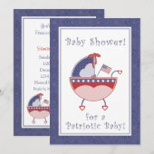 Invitation au Baby shower de transport patriotique (Devant / Derrière)