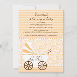 Invitation au Baby shower de transport Peach boy o