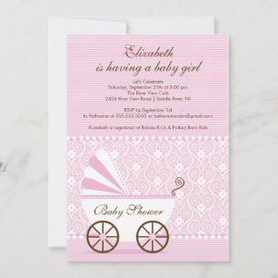 Invitation au Baby shower de transport Pink Baby G