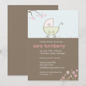 Invitation au Baby shower de transport - rose et v (Devant / Derrière)