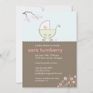 Invitation au Baby shower de transport - rose et v
