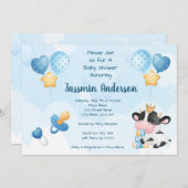 Invitation au Baby shower de vache aquarelle (Devant / Derrière)