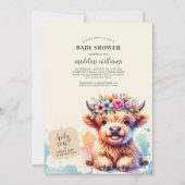 Invitation au Baby shower de Vache de Highland (Devant)