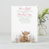 Invitation au baby shower de vache Girl Highland (Debout devant)