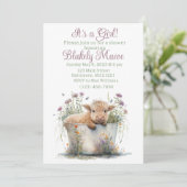 Invitation au baby shower de vache Girl Highland (Debout devant)