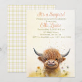 Invitation au baby shower de vache Highland (Devant / Derrière)