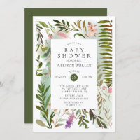 Invitation au Baby shower de verdure moderne
