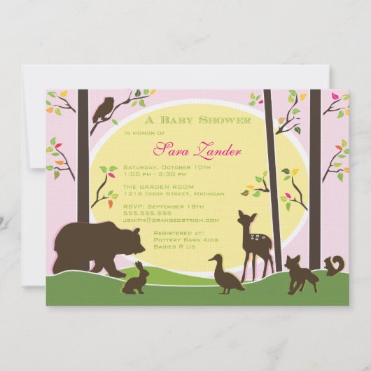 Invitation au Baby shower de Woodland| Fille (Devant)