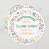 Invitation au Baby shower de Wreath Floral Woodlan (Devant / Derrière)