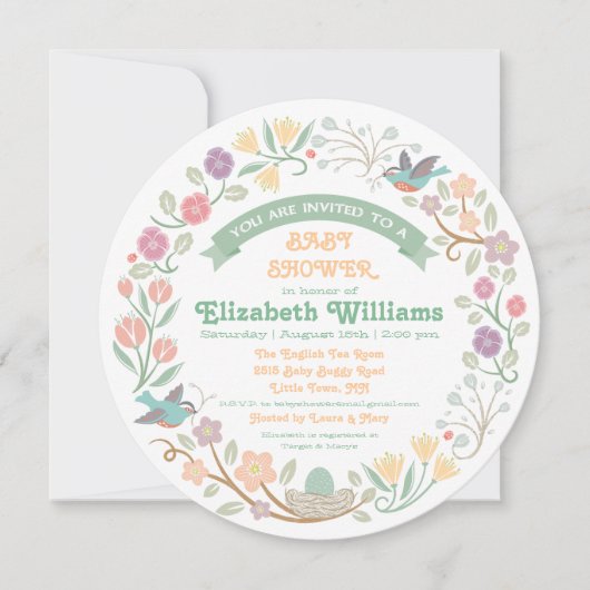 Invitation au Baby shower de Wreath Floral Woodlan (Devant)