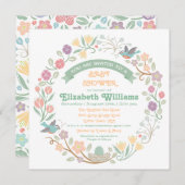 Invitation au Baby shower de Wreath Floral Woodlan (Devant / Derrière)