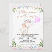 Invitation au Baby shower d'éléphant d'arachide fl (Devant)