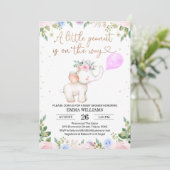 Invitation au Baby shower d'éléphant d'arachide fl (Debout devant)