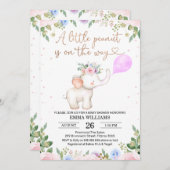 Invitation au Baby shower d'éléphant d'arachide fl (Devant / Derrière)