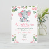 Invitation au Baby shower d'éléphant de fille vert (Debout devant)